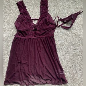 Venus Women’s Babydoll Lingerie Set, Maroon, size S/M NWOT